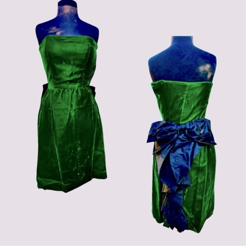 Vtg Velvet Strapless Bow Back Dress Size XS Regency Coquette Wicked Whimsigoth